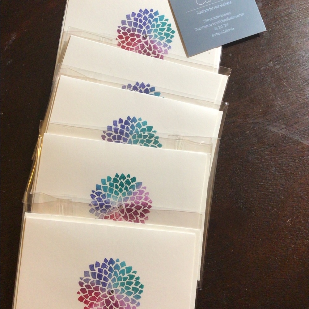 Handmade stamped greeting cards 5 per package. All cards have protective covers